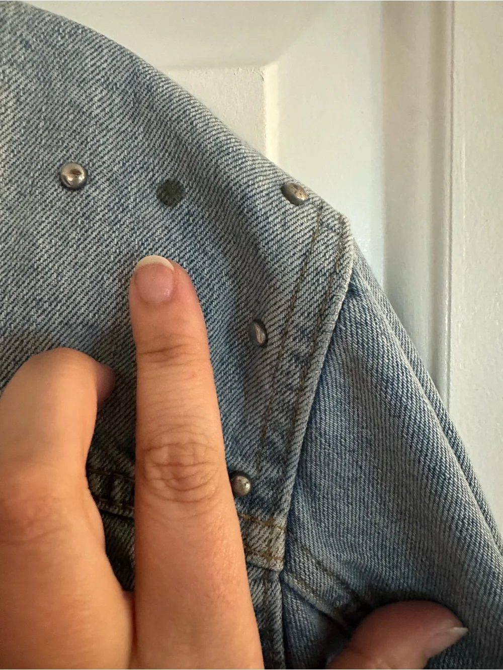 Free People Studded Jean Jacket. - Picture 7 of 8
